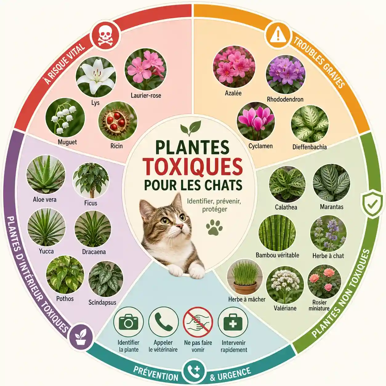 Plantes toxiques pour les chats : liste visuelle des plantes dangereuses et non toxiques pour chats