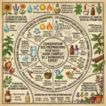 Infographie complète sur la conservation des préparations végétales en herboristerie : facteurs de dégradation, conservateurs naturels, durée de vie et bonnes pratiques de stockage