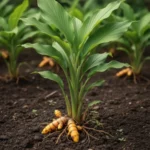 Curcuma longa – plante médicinale tropicale et rhizome de curcuma
