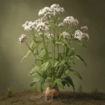 Valériane officinale (Valeriana officinalis L.) – photographie réaliste d’une plante vivace aux fleurs rosées délicates, poussant en prairie humide.