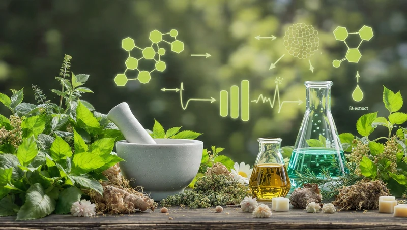 Extraction et Biodisponibilité : Le Guide Ultime Infographie scientifique comparant les méthodes d'extraction des plantes et leur biodisponibilité dans le système digestif.