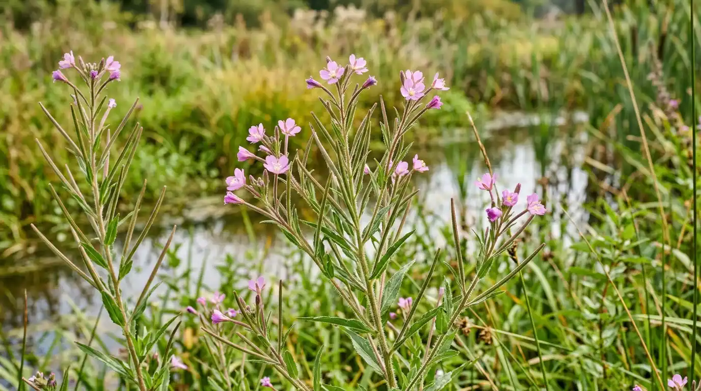 Épilobe Epilobium parviflorum : bienfaits prostate, tisane et propriétés médicinales Épilobe à petites fleurs (Epilobium parviflorum) en floraison : tiges velues portant de petites fleurs roses à quatre pétales et de longues capsules : plante médicinale des milieux humides européens