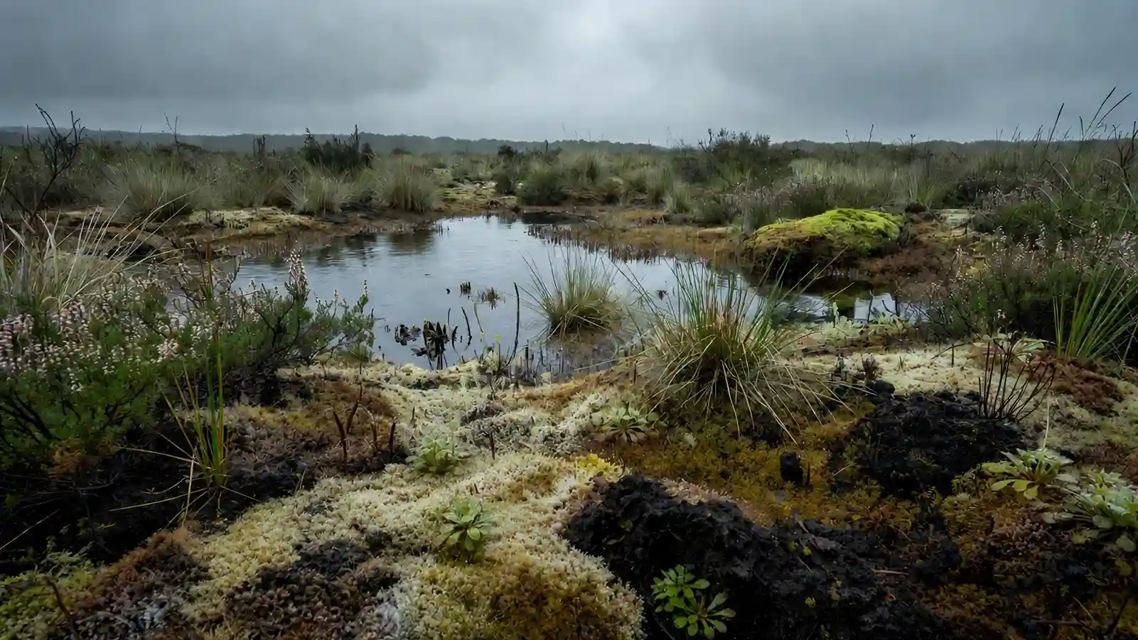 Habitat de Drosera rotundifolia — tourbière protégée et statut de conservation de la plante Habitat de tourbière acide où pousse Drosera rotundifolia, milieu naturel protégé et menacé en Europe — plante carnivore dont la cueillette sauvage est interdite dans de nombreuses régions
