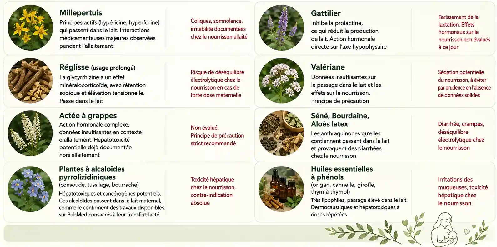 Plantes à éviter pendant l’allaitement : contre-indications Plantes à éviter pendant l’allaitement et leurs risques pour le nourrisson